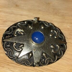 Vintage‎ Native American Navajo Concho PENDANT BROOCH Blue Stone
